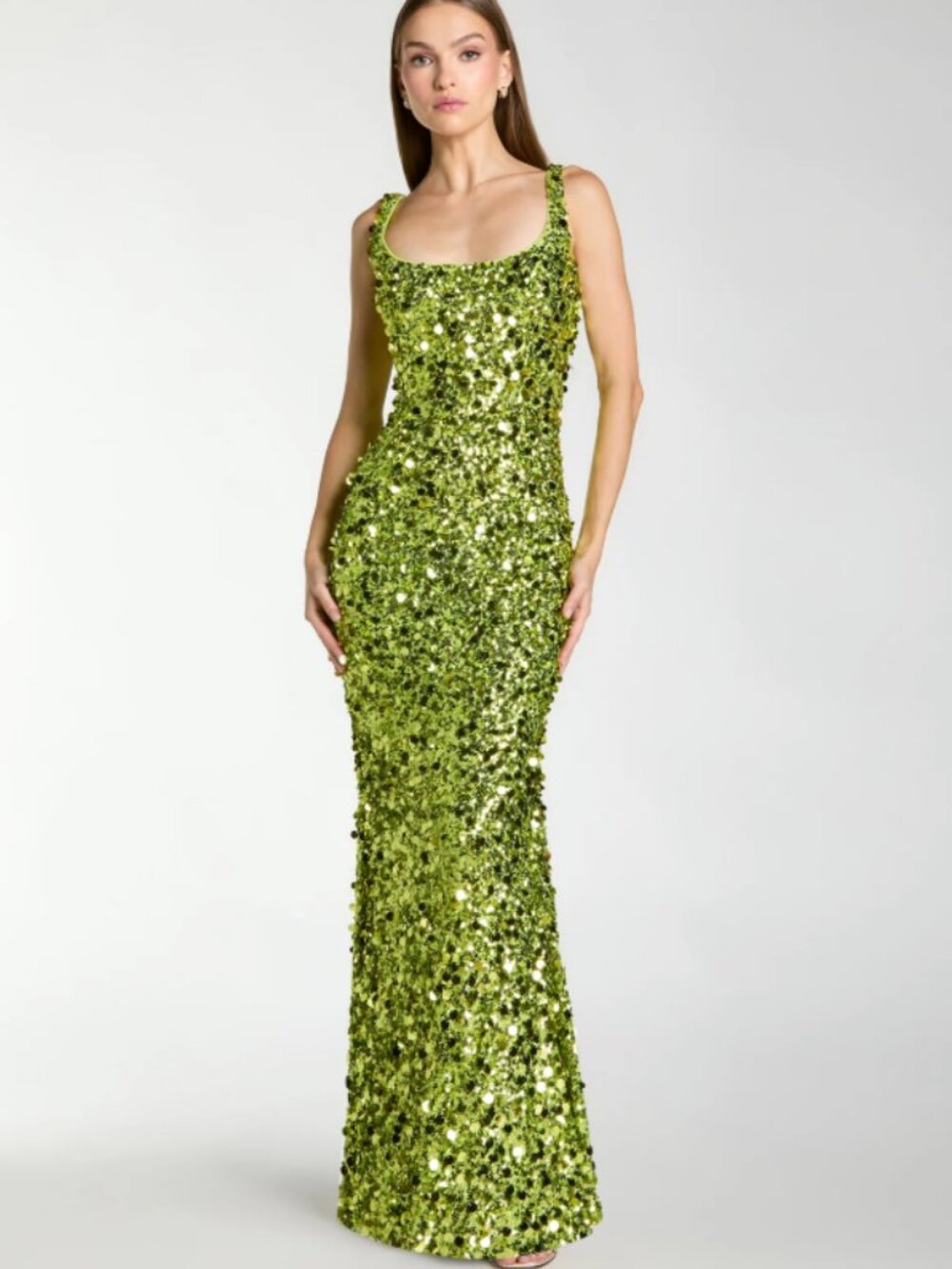 NWT: Mac Duggal Green Sleeveless Paillette Sequin Embellished Co